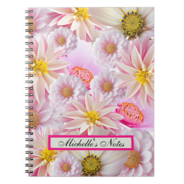 Caderno Espiral Personalizável Bonito em Floral Rosa