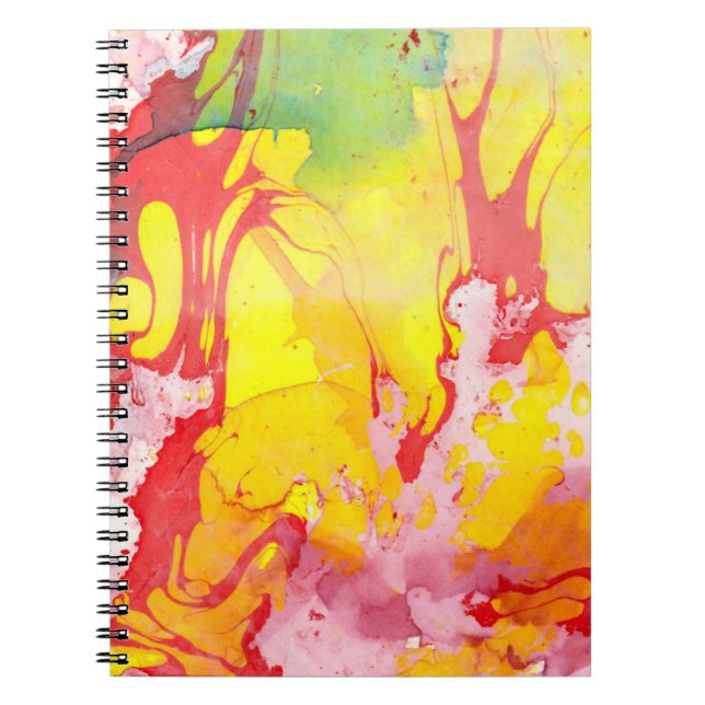Caderno Espiral Personalize a Tendência Moderna Abstrato Amarelo V (Frente)