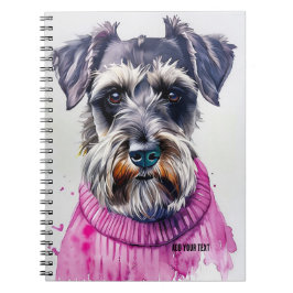 Caderno Espiral PERSONALIZE Cachorro Schnauzer Fofo com Suéter Ros