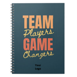 Caderno Espiral Personalize com o Trabalho em equipe de logotipo E