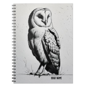 Caderno Espiral PERSONALIZE Coruja Minimalista Preta e Branca