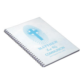 Caderno Espiral Personalize, Cruz Azul da Primeira Comunhão Hóstia