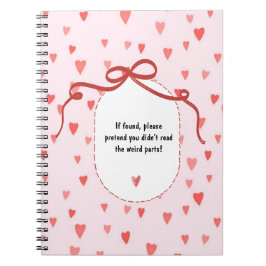 Caderno Espiral PERSONALIZE French Ribbon Hearts Pattern Notebook