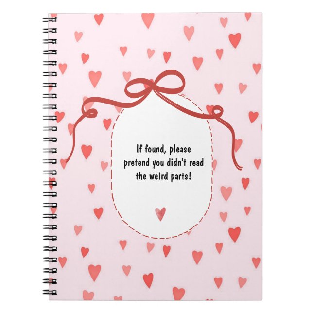 Caderno Espiral PERSONALIZE French Ribbon Hearts Pattern Notebook (Frente)