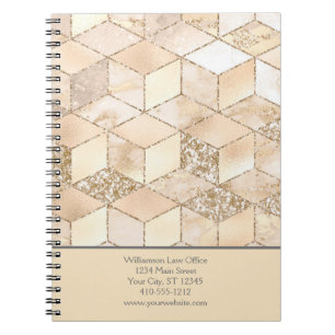 Caderno Espiral Personalize Marrom Amarelo Cinza Pêssego Geométric