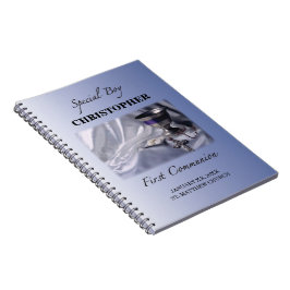 Caderno Espiral Personalize, Menino, Primeira Comunhão Azul