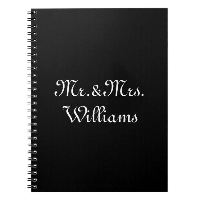 Caderno Espiral Personalize o sobrenome do Casal, Sr. & Sra. Black (Frente)