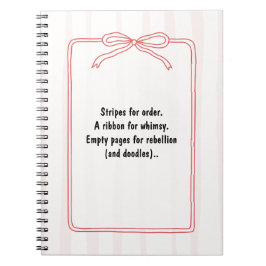 Caderno Espiral PERSONALIZE Red Ribbon Pink Stripe Pattern