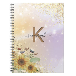 Caderno Espiral Personalize seu nome Segundo grau de girassol lega