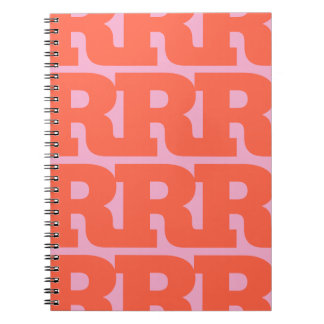 Caderno Espiral Personalize Sua Letra, Padrão de Monograma em Negr