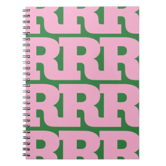 Caderno Espiral Personalize Sua Letra, Padrão de Monograma em Negr