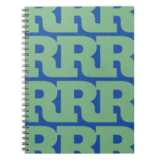 Caderno Espiral Personalize Sua Letra, Padrão de Monograma em Negr