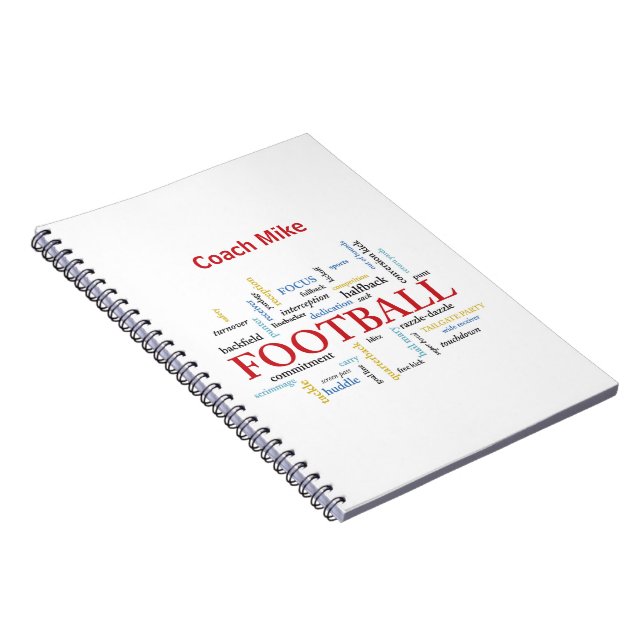Caderno Espiral Personalize, treinador de futebol Obrigado em pala (Lado Direito)