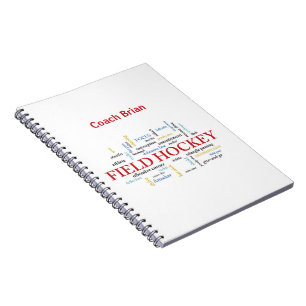 Caderno Espiral Personalize, treinador de hóquei em campo Obrigad