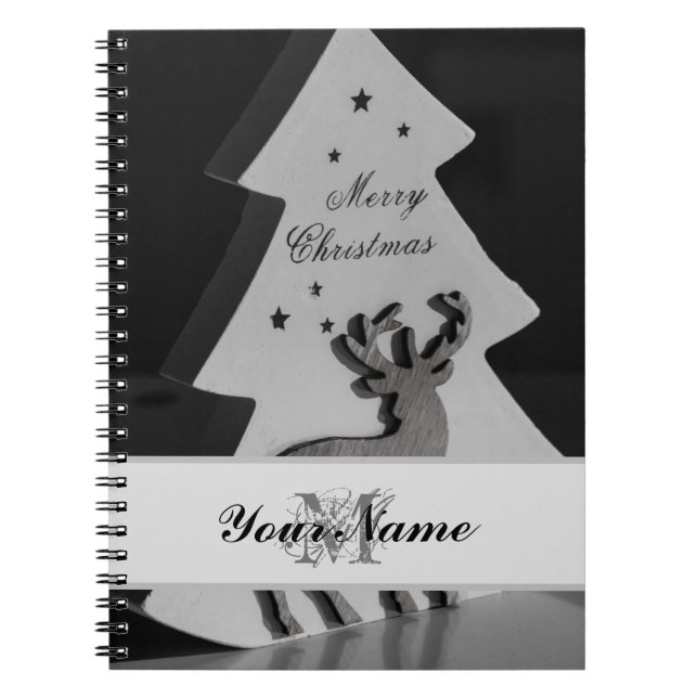 Caderno Espiral Personalize um nobre monograma Feliz Natal! (Frente)