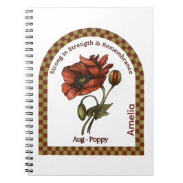 Caderno Espiral Personalized August Birth Month Flower Notebook