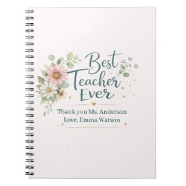 Caderno Espiral Personalized Best Teacher Ever Thank You