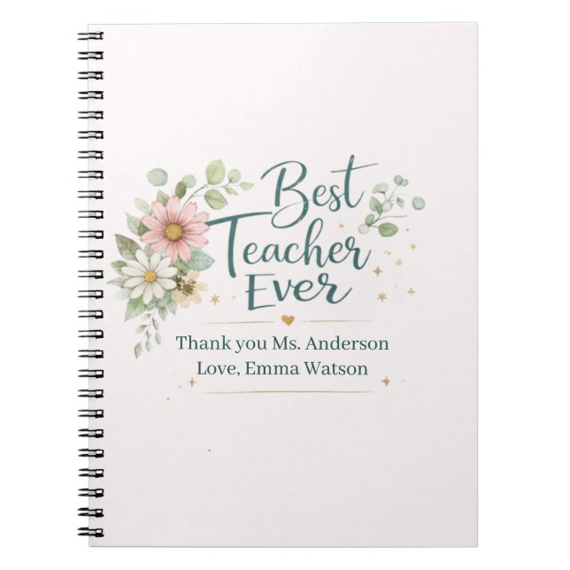 Caderno Espiral Personalized Best Teacher Ever Thank You (Frente)