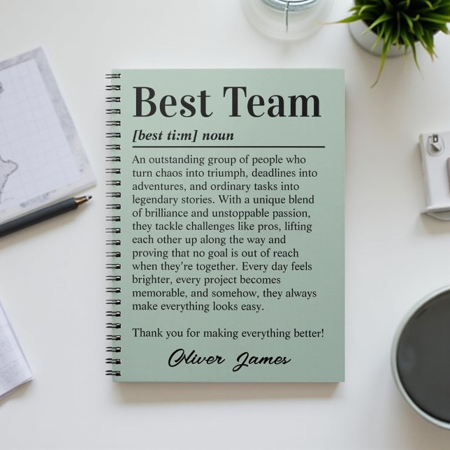Caderno Espiral Personalized Best Team Definition Appreciation (Criador carregado)