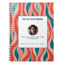 Caderno Espiral Personalized Blue and Red Wave Patterned 