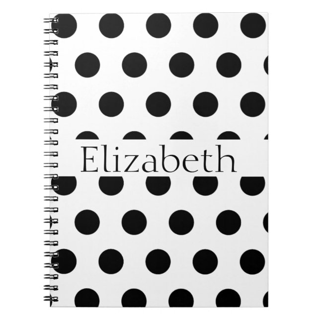 Caderno Espiral Personalized Blue & White Polka Dots Pattern (Frente)