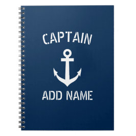 Caderno Espiral Personalized boat captain nautical anchor notebook