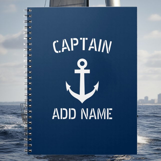 Caderno Espiral Personalized boat captain nautical anchor notebook (nautical notebook for boat captain)