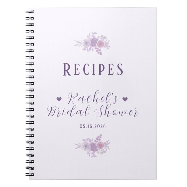 Caderno Espiral Personalized Bridal Shower Baked Goods Recipe Book (Frente)