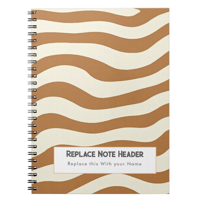 Caderno Espiral Personalized Brown Wave Patterned  (Frente)