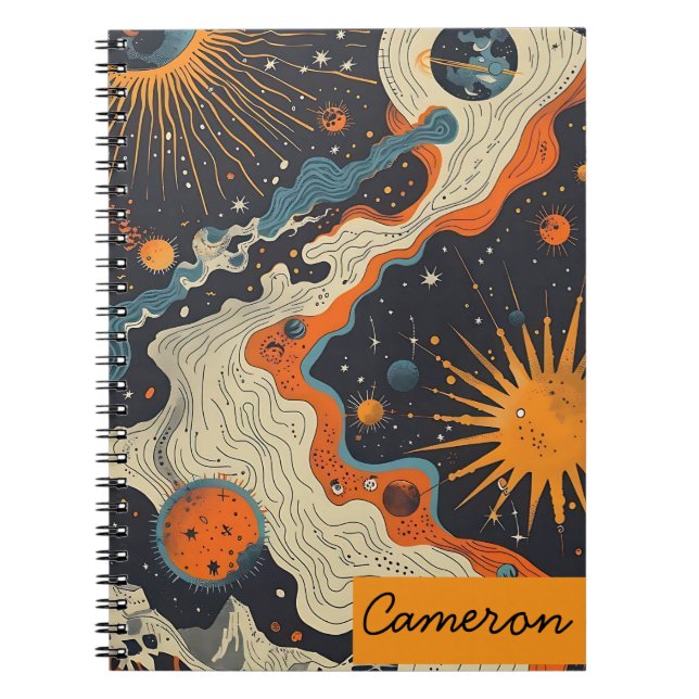 Caderno Espiral Personalized Celestial Notebook – Custom Name (Frente)