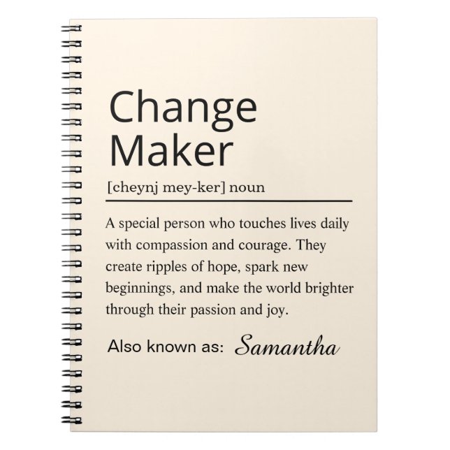 Caderno Espiral Personalized Change Maker Definition (Frente)