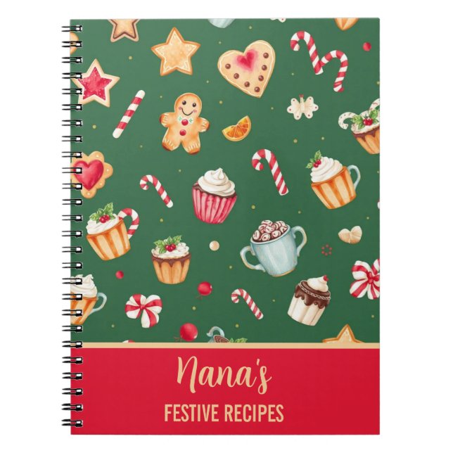 Caderno Espiral Personalized Christmas Baking Pattern (Frente)