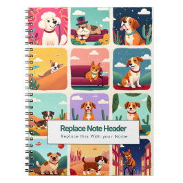 Caderno Espiral Personalized Colorful Cute Dogs Notebook
