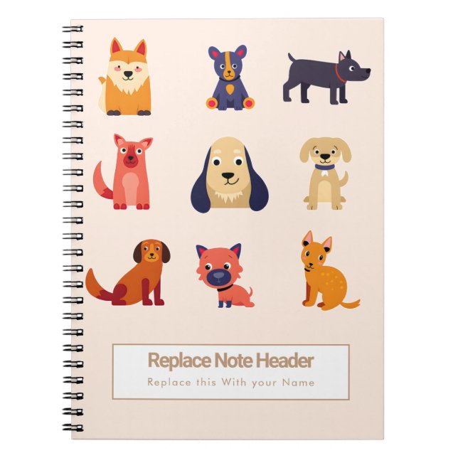 Caderno Espiral Personalized Colorful Cute Dogs Notebook (Frente)