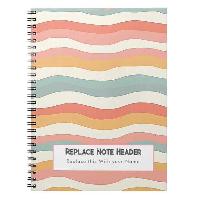Caderno Espiral Personalized Colorful Wave Patterned  (Frente)