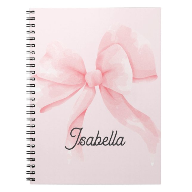 Caderno Espiral Personalized Coquette Pink Bow Girl (Frente)