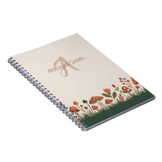 Caderno Espiral Personalized Cozy Woodland Mushrooms