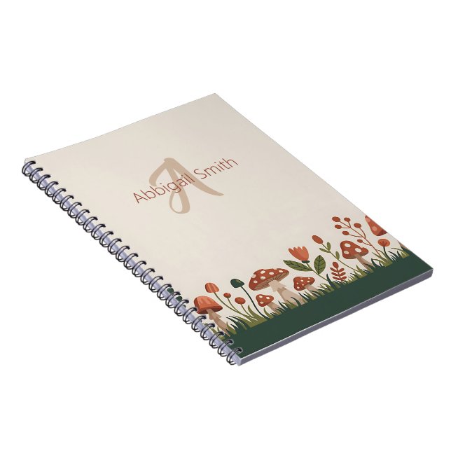 Caderno Espiral Personalized Cozy Woodland Mushrooms (Lado Direito)