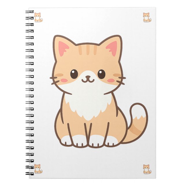 Caderno Espiral Personalized Cute Cat Gift – Custom Pet Name Minim (Frente)