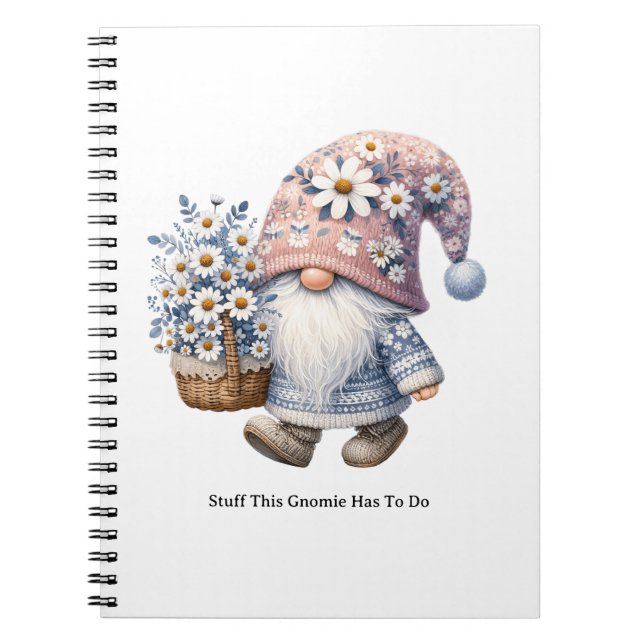 Caderno Espiral Personalized Cute Daisy Flower Gnome Women's (Frente)