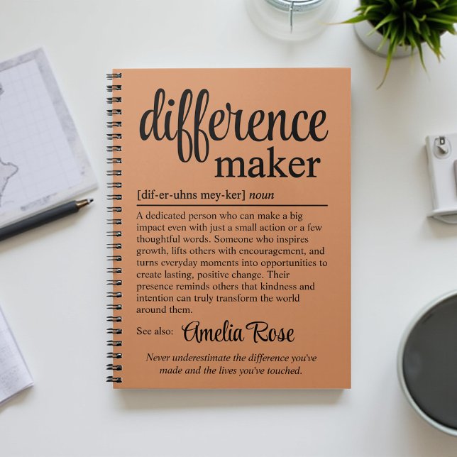 Caderno Espiral Personalized Difference Maker Definition Gift (Criador carregado)