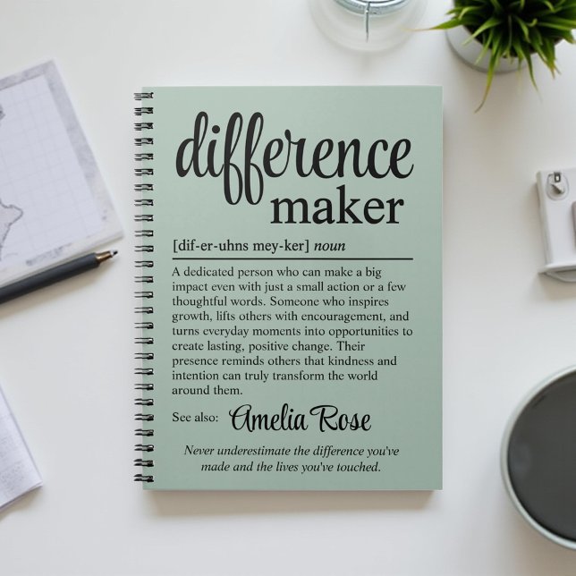 Caderno Espiral Personalized Difference Maker Definition Gift (Criador carregado)