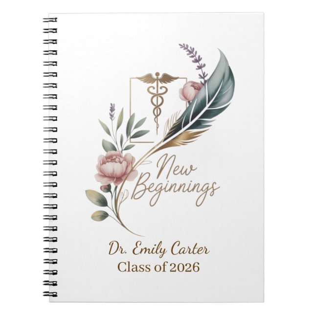 Caderno Espiral Personalized Doctor Graduation New Beginnings (Frente)