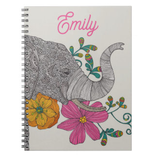 Caderno Espiral Personalized Elephant Name Notebook