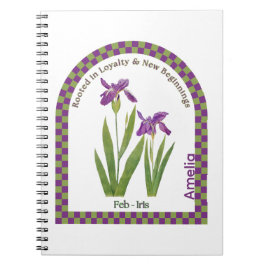 Caderno Espiral Personalized February Birth Month Flower Notebook