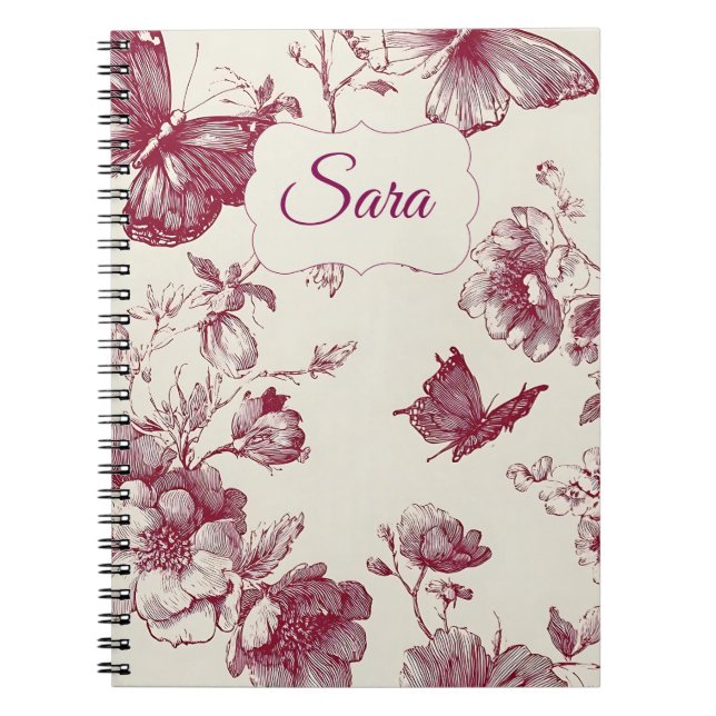 Caderno Espiral Personalized Floral Notebook – Custom Name (Frente)