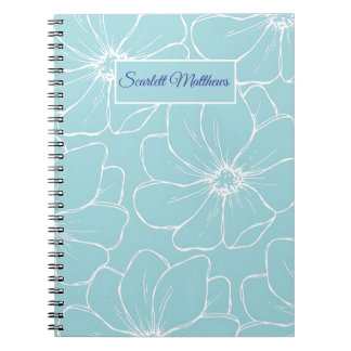 Caderno Espiral Personalized Floral Notebook with Name 