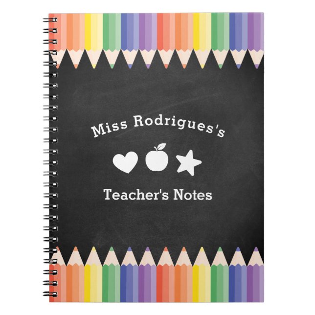 Caderno Espiral Personalized Fun Colorful Teacher (Frente)
