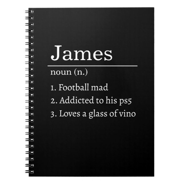 Caderno Espiral Personalized Funny Dictionary Definition Black  (Frente)