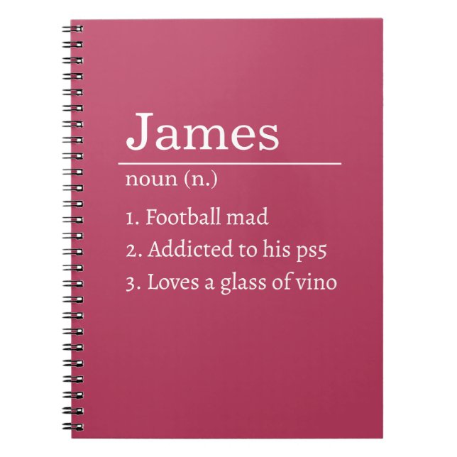 Caderno Espiral Personalized Funny Dictionary Definition Black  (Frente)